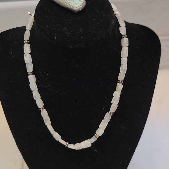 Ceramic Pendent 2 sided Neckless with Moonstone - Picture 3 of 6